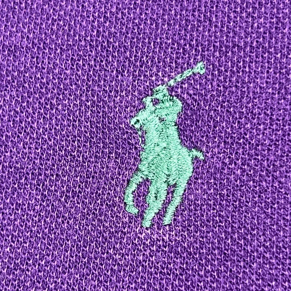 Polo Ralph Lauren Men XXL Purple Fleece Lined Heavyweight Long Sleeve Polo Shirt